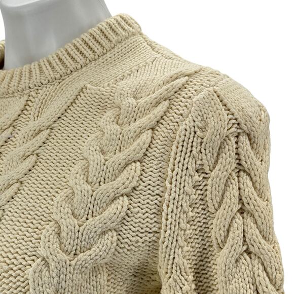 Theory Sweater Twisting Cable Chainette Wool Womens L Academic Chunky Schoolgirl - Picture 4 of 9